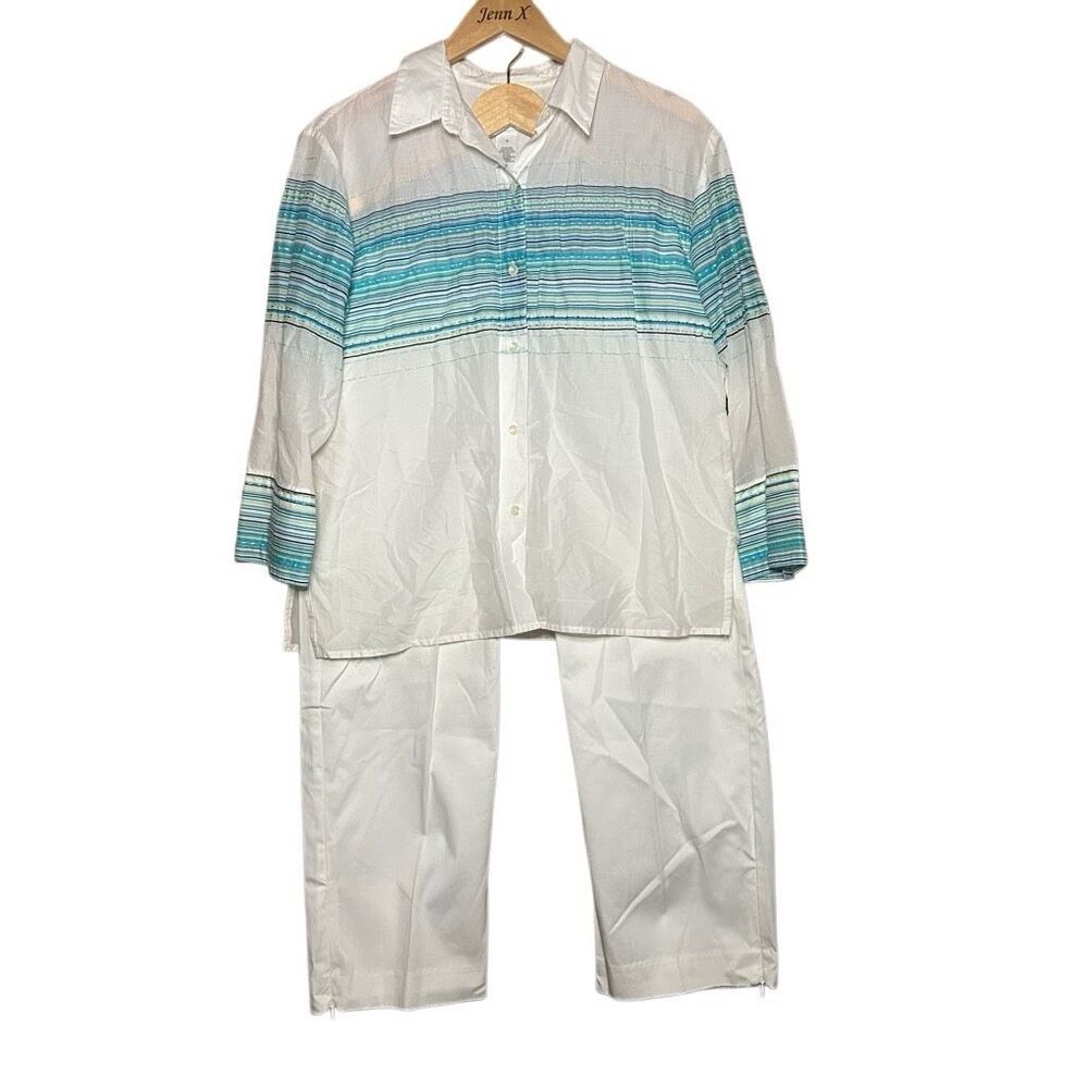 Liz Claiborne White Long Sleeve Button Up Size M & Michaela Pants Size 12 SET su